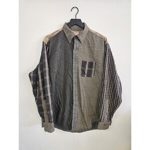 Brooks Brothers Shirt Mens Large Plaid‎ Patchwork Button Up Long Sleeve Unique
